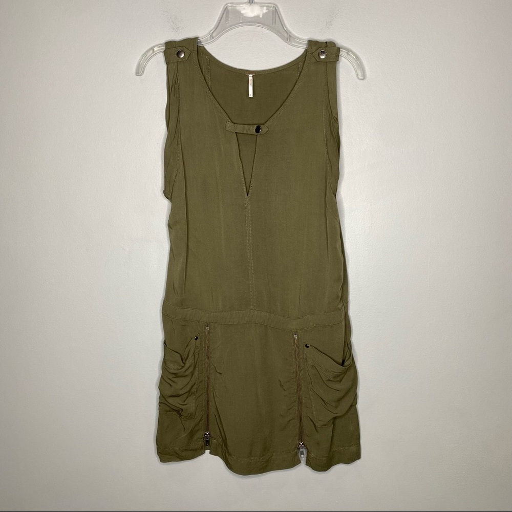 Free People Tank Military Style Dress Olive Green